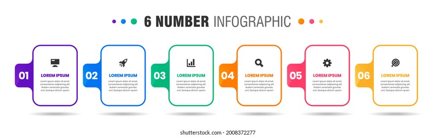 Vector Graphic of Infographic Element Design Templates with Icons and 6 Options or Steps. Suitable for Process Diagram, Presentations, Workflow Layout, Banner, Flow Chart, Infographic.