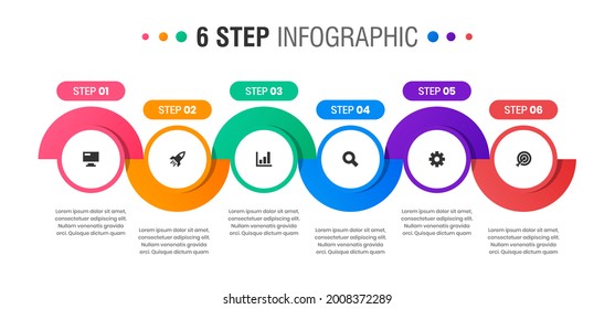 Vector Graphic of Infographic Element Design Templates with Icons and 6 Options or Steps. Suitable for Process Diagram, Presentations, Workflow Layout, Banner, Flow Chart, Infographic.