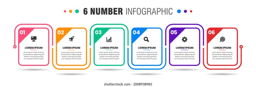 Vector Graphic of Infographic Element Design Templates with Icons and 6 Options or Steps. Suitable for Process Diagram, Presentations, Workflow Layout, Banner, Flow Chart, Infographic.