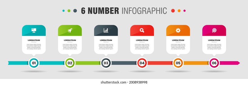 Vector Graphic of Infographic Element Design Templates with Icons and 6 Options or Steps. Suitable for Process Diagram, Presentations, Workflow Layout, Banner, Flow Chart, Infographic.