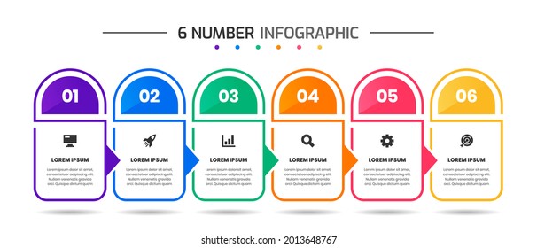 Vector Graphic of Infographic Element Design Templates with Icons and 6 Options or Steps. Suitable for Process Diagram, Presentations, Workflow Layout, Banner, Flow Chart, Infographic.