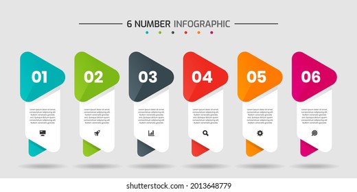 Vector Graphic of Infographic Element Design Templates with Icons and 6 Options or Steps. Suitable for Process Diagram, Presentations, Workflow Layout, Banner, Flow Chart, Infographic.