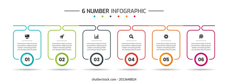Vector Graphic of Infographic Element Design Templates with Icons and 6 Options or Steps. Suitable for Process Diagram, Presentations, Workflow Layout, Banner, Flow Chart, Infographic.