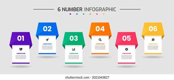 Vector Graphic of Infographic Element Design Templates with Icons and 6 Options or Steps. Suitable for Process Diagram, Presentations, Workflow Layout, Banner, Flow Chart, Infographic.