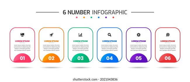 Vector Graphic of Infographic Element Design Templates with Icons and 6 Options or Steps. Suitable for Process Diagram, Presentations, Workflow Layout, Banner, Flow Chart, Infographic.
