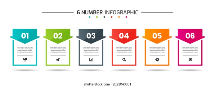 Vector Graphic of Infographic Element Design Templates with Icons and 6 Options or Steps. Suitable for Process Diagram, Presentations, Workflow Layout, Banner, Flow Chart, Infographic.