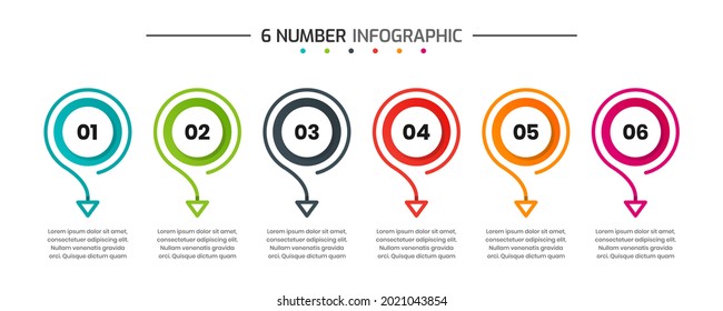 Vector Graphic of Infographic Element Design Templates with Icons and 6 Options or Steps. Suitable for Process Diagram, Presentations, Workflow Layout, Banner, Flow Chart, Infographic.