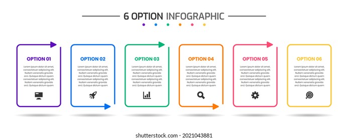 Vector Graphic of Infographic Element Design Templates with Icons and 6 Options or Steps. Suitable for Process Diagram, Presentations, Workflow Layout, Banner, Flow Chart, Infographic.