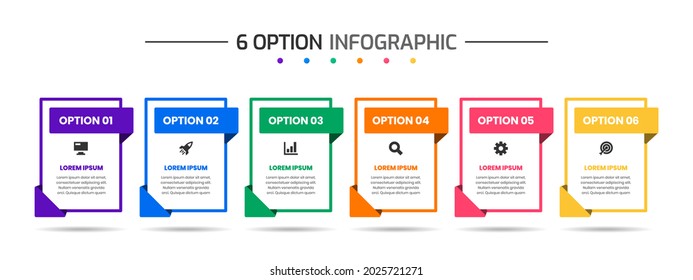 Gráfica vectorial de las plantillas de diseño de elementos infográficos con iconos y 6 opciones o pasos. Adecuado para Diagrama de Procesos, Presentaciones, Diseño de Flujo de Trabajo, Cartel, Gráfico de Flujo, Infografía.