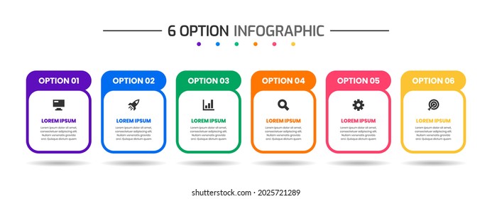 Vector Graphic of Infographic Element Design Templates with Icons and 6 Options or Steps. Suitable for Process Diagram, Presentations, Workflow Layout, Banner, Flow Chart, Infographic.