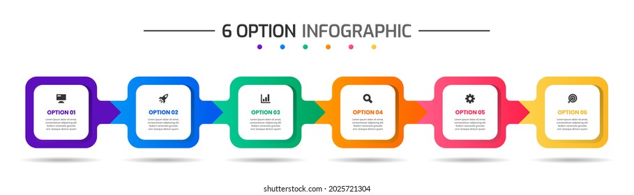 Vector Graphic of Infographic Element Design Templates with Icons and 6 Options or Steps. Suitable for Process Diagram, Presentations, Workflow Layout, Banner, Flow Chart, Infographic.