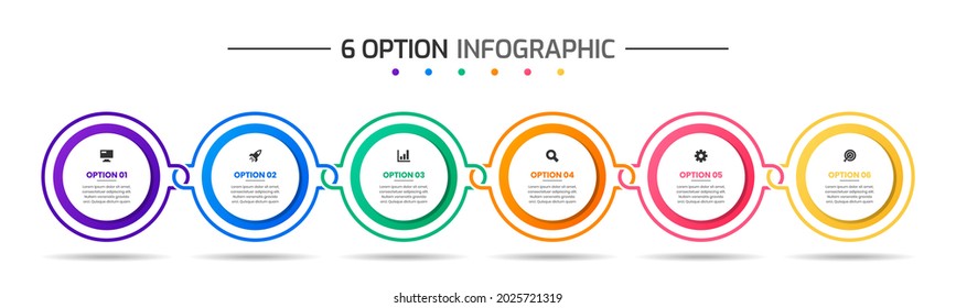 Gráfica vectorial de las plantillas de diseño de elementos infográficos con iconos y 6 opciones o pasos. Adecuado para Diagrama de Procesos, Presentaciones, Diseño de Flujo de Trabajo, Cartel, Gráfico de Flujo, Infografía.
