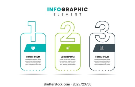 Vector Graphic of Infographic Element Design Templates with Icons and 3 Options or Steps. Suitable for Process Diagram, Presentations, Workflow Layout, Banner, Flow Chart, Infographic.