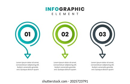 Vector Graphic of Infographic Element Design Templates with Icons and 3 Options or Steps. Suitable for Process Diagram, Presentations, Workflow Layout, Banner, Flow Chart, Infographic.