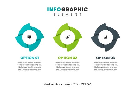Vector Graphic of Infographic Element Design Templates with Icons and 3 Options or Steps. Suitable for Process Diagram, Presentations, Workflow Layout, Banner, Flow Chart, Infographic.