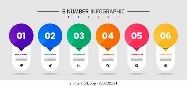 Vector Graphic of Infographic Element Design Templates with Icons and 6 Options or Steps. Suitable for Process Diagram, Presentations, Workflow Layout, Banner, Flow Chart, Infographic.