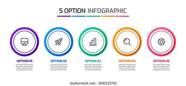 Vector Graphic of Infographic Element Design Templates with Icons and 5 Options or Steps. Suitable for Process Diagram, Presentations, Workflow Layout, Banner, Flow Chart, Infographic.