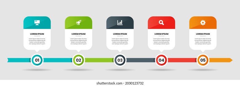 Vector Graphic of Infographic Element Design Templates with Icons and 5 Options or Steps. Suitable for Process Diagram, Presentations, Workflow Layout, Banner, Flow Chart, Infographic.