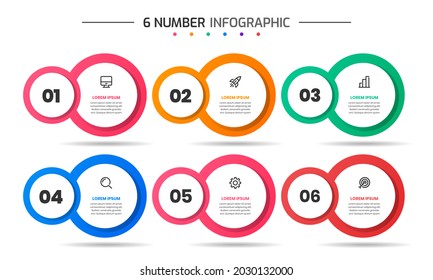 Vector Graphic of Infographic Element Design Templates with Icons and 6 Options or Steps. Suitable for Process Diagram, Presentations, Workflow Layout, Banner, Flow Chart, Infographic.