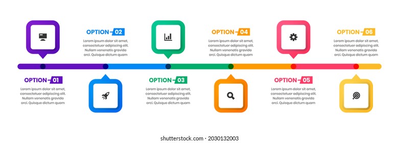 Vector Graphic of Infographic Element Design Templates with Icons and 6 Options or Steps. Suitable for Process Diagram, Presentations, Workflow Layout, Banner, Flow Chart, Infographic.