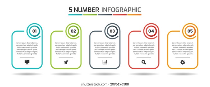 Vector Graphic of Infographic Element Design Templates with Icons and 5 Number. Suitable for Process Diagram, Presentations, Workflow Layout, Banner, Flow Chart, Infographic.
