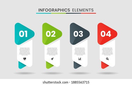 Vector Graphic of Infographics Elements Design Icon Templates with 4 Options or Steps. Suitable for Process Diagram, Presentations, Workflow Layout, Banner, Flow Chart, Infographic.