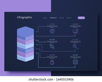 Vector graphic infographics. Template for creating mobile applications, workflow layout, diagram, banner, web design, business infographic. Stock vector
