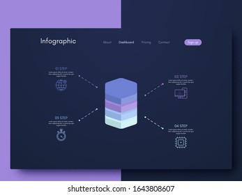 Vector graphic infographics. Template for creating mobile applications, workflow layout, diagram, banner, web design, business infographic. Stock vector