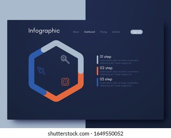 Infografías vectoriales gráficas. Plantilla para crear aplicaciones móviles, diseño de flujo de trabajo, diagrama, banner, diseño web, infografía de negocios. Vector de existencias