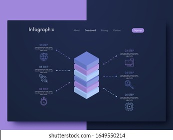 Infografías vectoriales gráficas. Plantilla para crear aplicaciones móviles, diseño de flujo de trabajo, diagrama, banner, diseño web, infografía de negocios. Vector de existencias