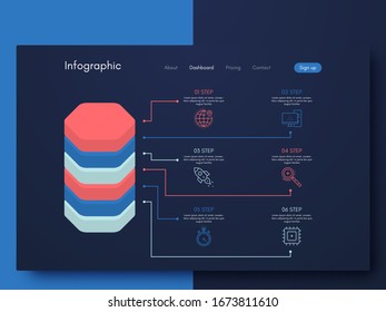Vector graphic infographics. Template for creating mobile applications, workflow layout, diagram, banner, web design, business infographic. Stock vector