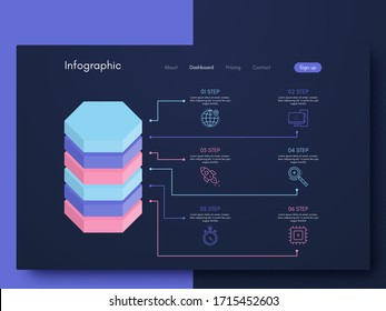 Infografías vectoriales gráficas. Plantilla para crear aplicaciones móviles, diseño de flujo de trabajo, diagrama, banner, diseño web, infografía de negocios. Vector de existencias