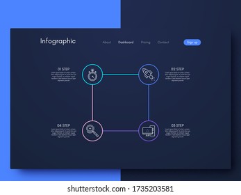 Vector graphic infographics. Template for creating mobile applications, workflow layout, diagram, banner, web design, business infographic. Stock vector