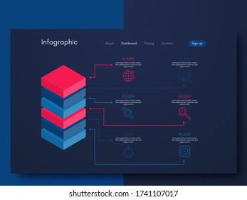 Vector graphic infographics. Template for creating mobile applications, workflow layout, diagram, banner, web design, business infographic. Stock vector
