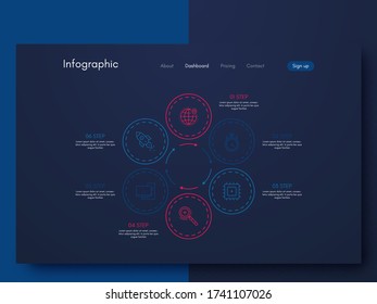 Infografía gráfica vectorial. Plantilla para crear aplicaciones móviles, diseño de flujo de trabajo, diagrama, banner, diseño web, infografía de negocios. Vector de acciones