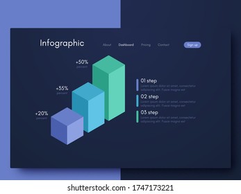 Infografía gráfica vectorial. Plantilla para crear aplicaciones móviles, diseño de flujo de trabajo, diagrama, banner, diseño web, infografía de negocios. Vector de acciones