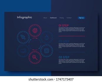 Vector graphic infographics. Template for creating mobile applications, workflow layout, diagram, banner, web design, business infographic. Stock vector