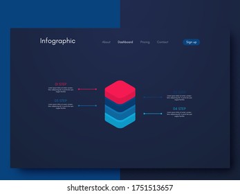 Infografía gráfica vectorial. Plantilla para crear aplicaciones móviles, diseño de flujo de trabajo, diagrama, banner, diseño web, infografía de negocios. Vector de acciones