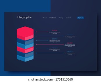 Infografía gráfica vectorial. Plantilla para crear aplicaciones móviles, diseño de flujo de trabajo, diagrama, banner, diseño web, infografía de negocios. Vector de acciones