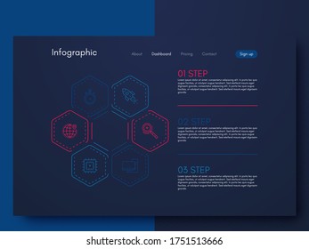 Vector graphic infographics. Template for creating mobile applications, workflow layout, diagram, banner, web design, business infographic. Stock vector
