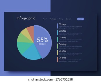 Infografía gráfica vectorial. Plantilla para crear aplicaciones móviles, diseño de flujo de trabajo, diagrama, banner, diseño web, infografía de negocios. Vector de acciones