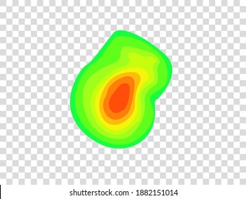 Vector graphic of infrared rays with hot spots spectrum on transparent background. Concept design for Mapping of predicted probability of fire hotspots distribution, Biodiversity hotspots map, etc.
