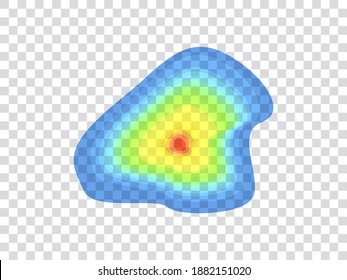 Vector graphic of infrared rays with hot spots spectrum on transparent background. Concept design for Mapping of predicted probability of fire hotspots distribution, Biodiversity hotspots map, etc.
