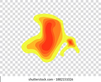 Vector graphic of infrared rays with hot spots spectrum on transparent background. Concept design for Mapping of predicted probability of fire hotspots distribution, Biodiversity hotspots map, etc.
