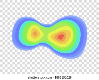 Vector graphic of infrared rays with hot spots spectrum on transparent background. Concept design for Mapping of predicted probability of fire hotspots distribution, Biodiversity hotspots map, etc.
