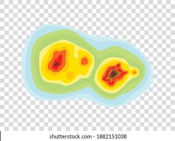 Vector graphic of infrared rays with hot spots spectrum on transparent background. Concept design for Mapping of predicted probability of fire hotspots distribution, Biodiversity hotspots map, etc.

