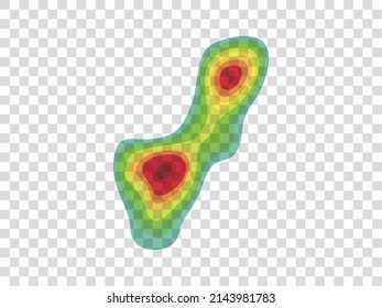 Gráfico vectorial de rayos infrarrojos con espectro de puntos calientes sobre fondo transparente. vector eps10.