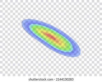 Vector graphic of infrared rays with hot spots spectrum on transparent background. Concept design for Mapping of predicted probability of fire hotspots distribution, Thermogram imaging  etc.
