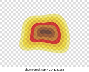 Vector graphic of infrared rays with hot spots spectrum on transparent background. Infrared Thermal image.
