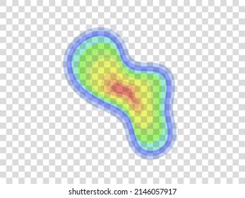 Vector graphic of infrared rays with hot spots spectrum on transparent background. Concept design for Mapping of predicted probability of fire hotspots distribution, Biodiversity hotspots map, etc.
